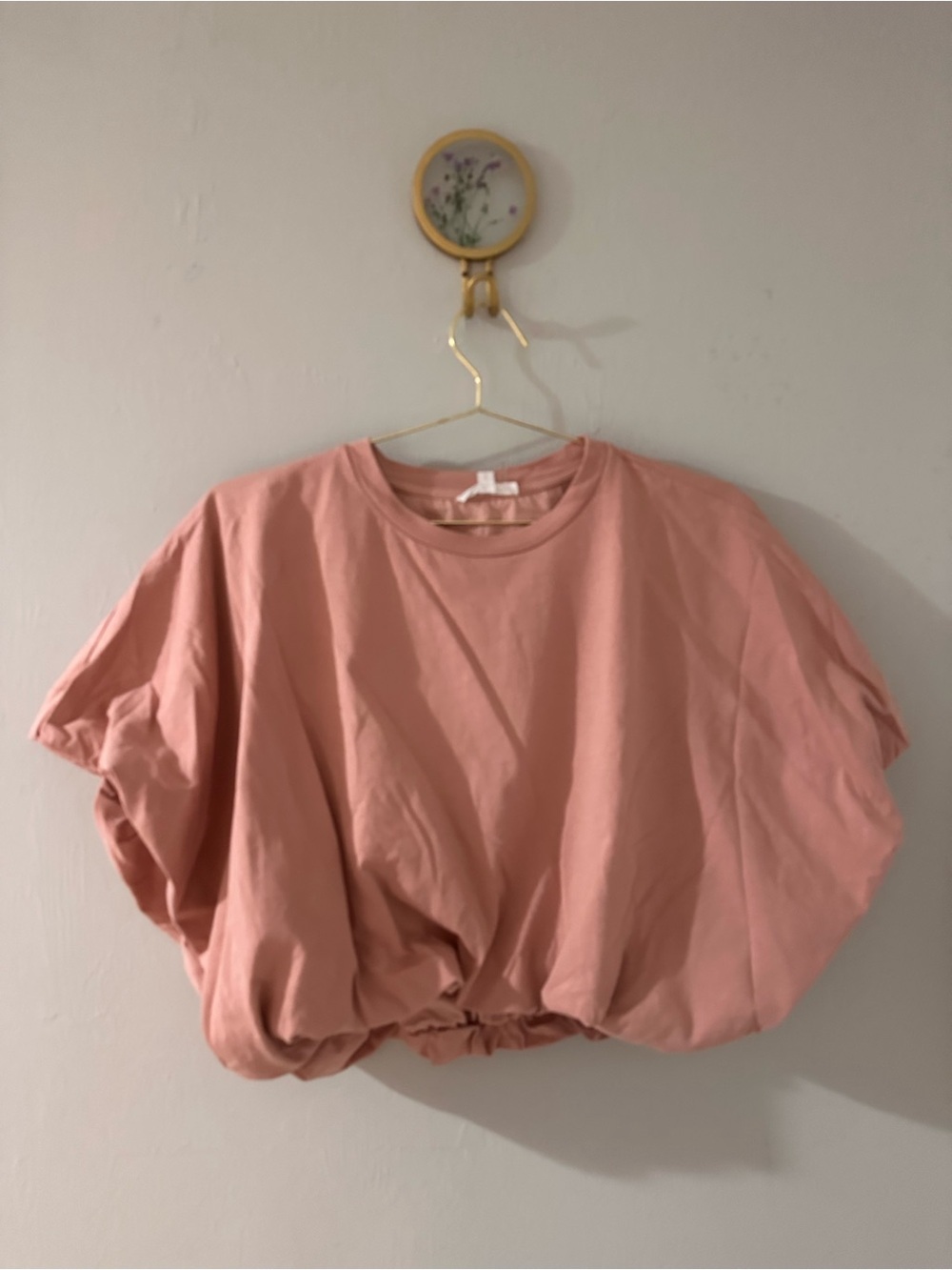 GREY LAB Dusty Rose Short-Sleeve Cropped bubble hem